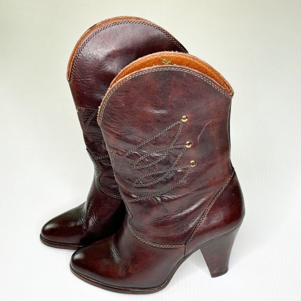 Nine West Dark Brown Western Heeled Boots (7.5) - Picture 2 of 12